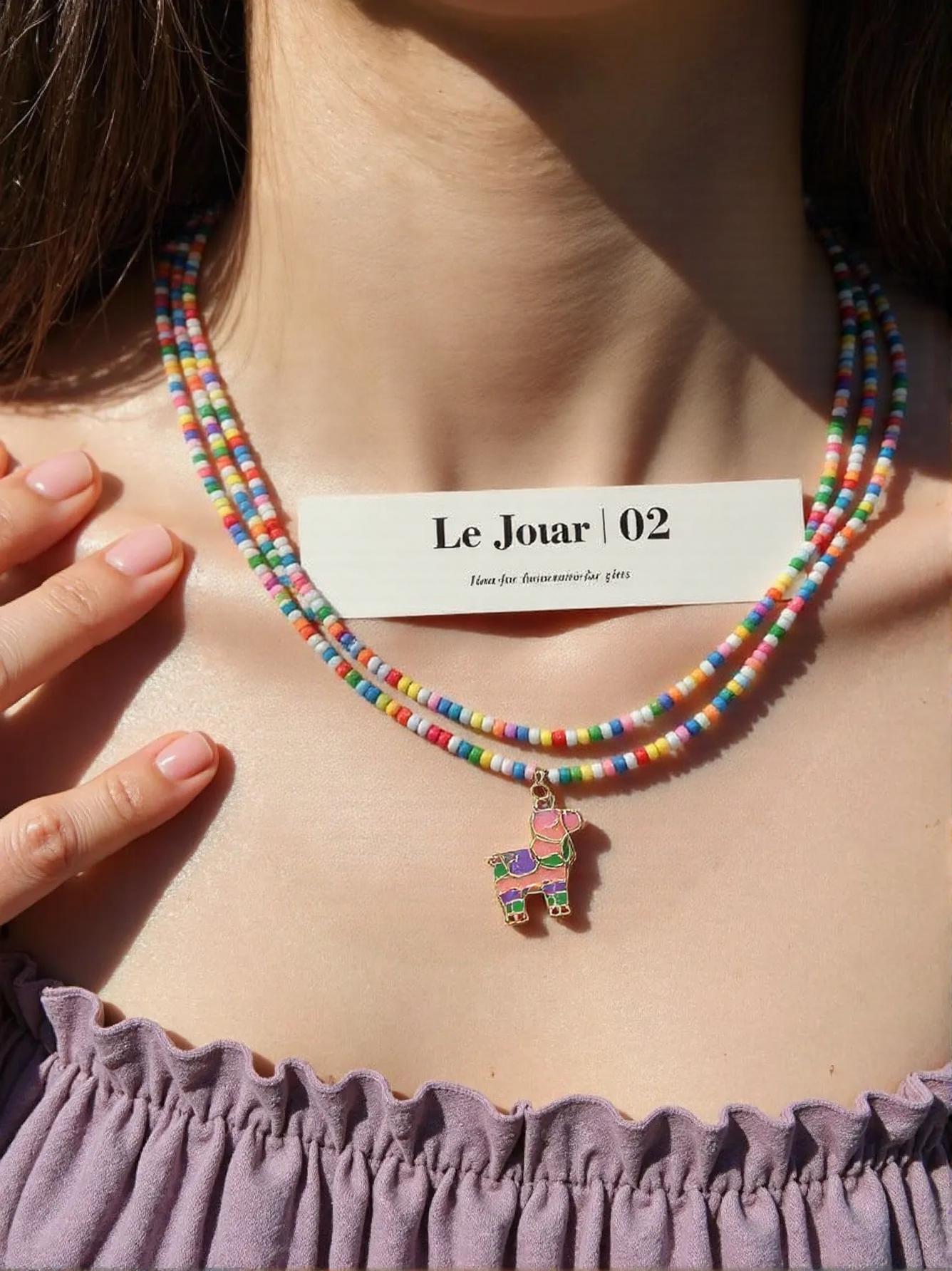 Kézzel készített szivárvány ló nyaklánc