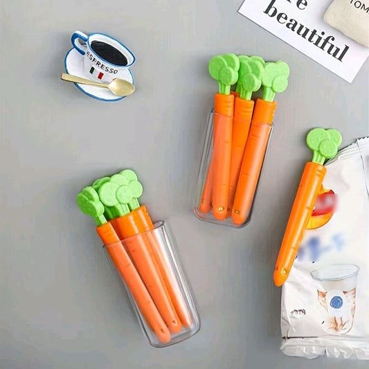 5 sealing tweezers in the shape of a cartoon carrot