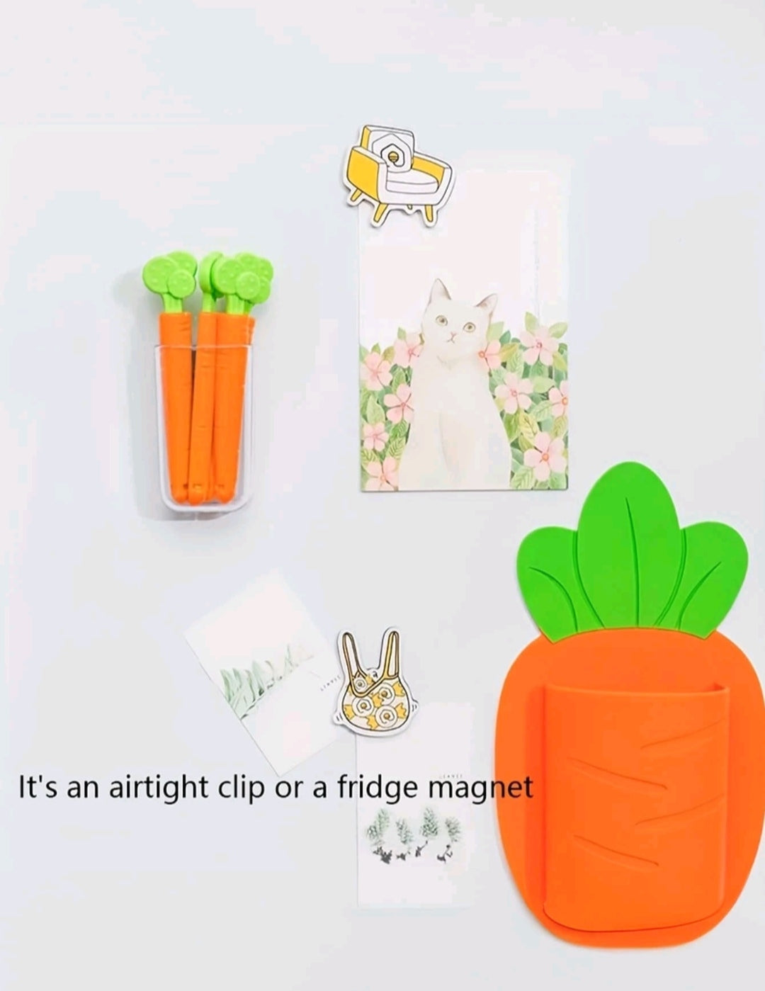 5 sealing tweezers in the shape of a cartoon carrot